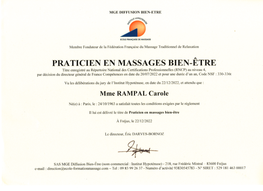 photo diplome Carole Rampal