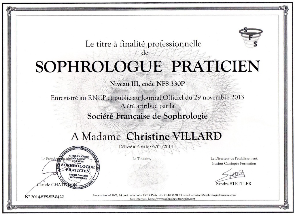 photo diplome Christine VILLARD
