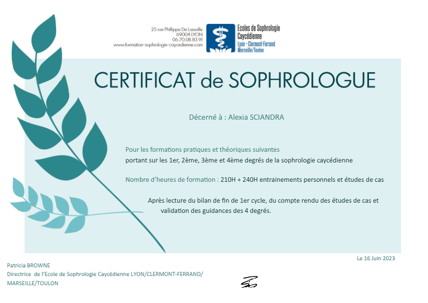 photo diplome Alexia Sciandra