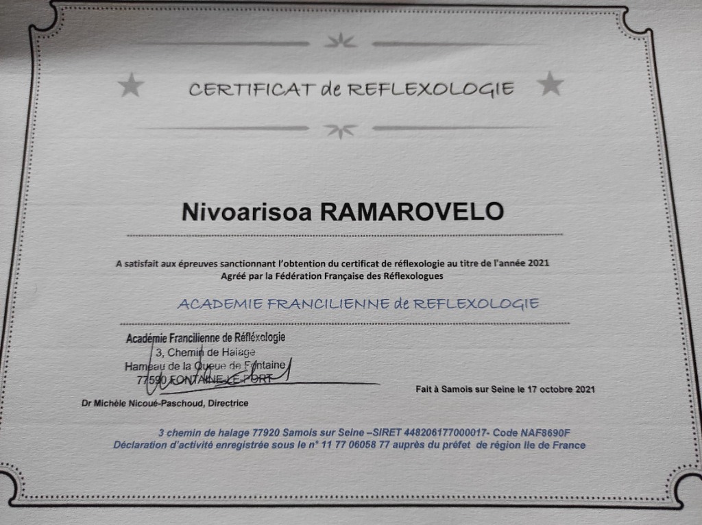 photo diplome Nive ramarovelo