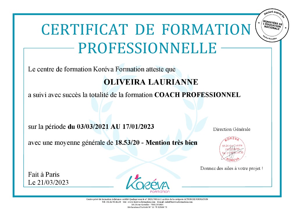 photo diplome LAURIANNE OLIVEIRA