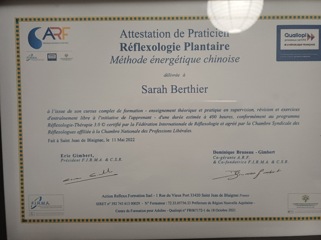 photo diplome Sarah BERTHIER-MOREAU