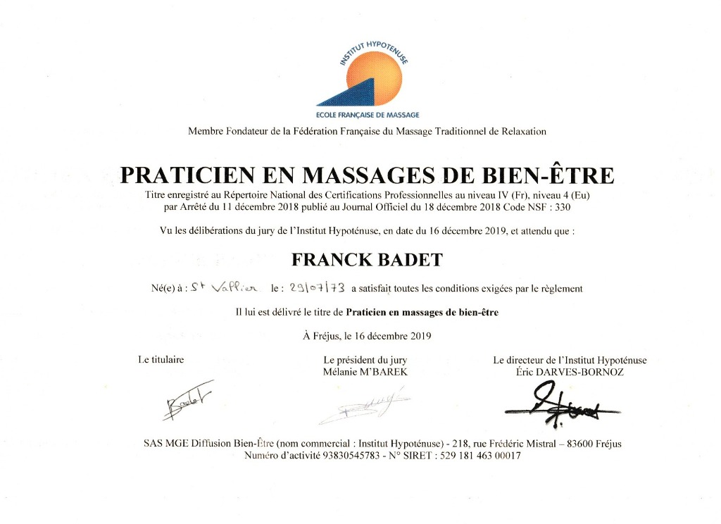 photo diplome Franck BADET