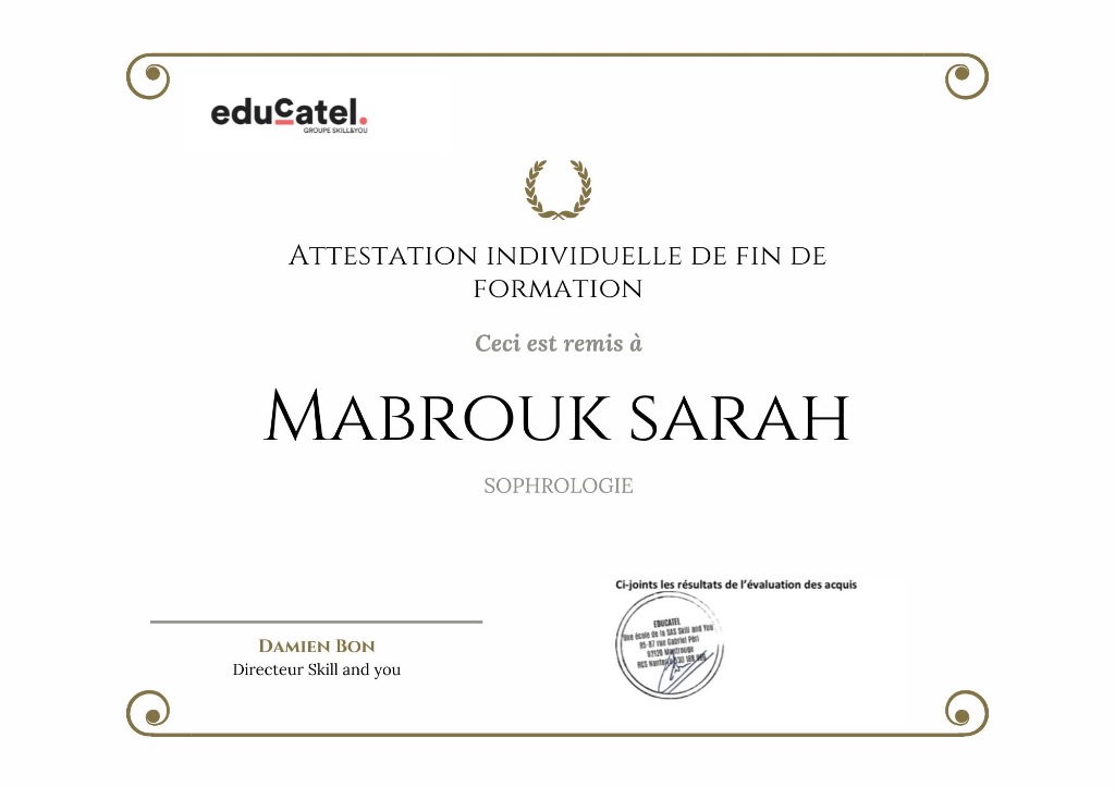 photo diplome Foc-hine Sarah