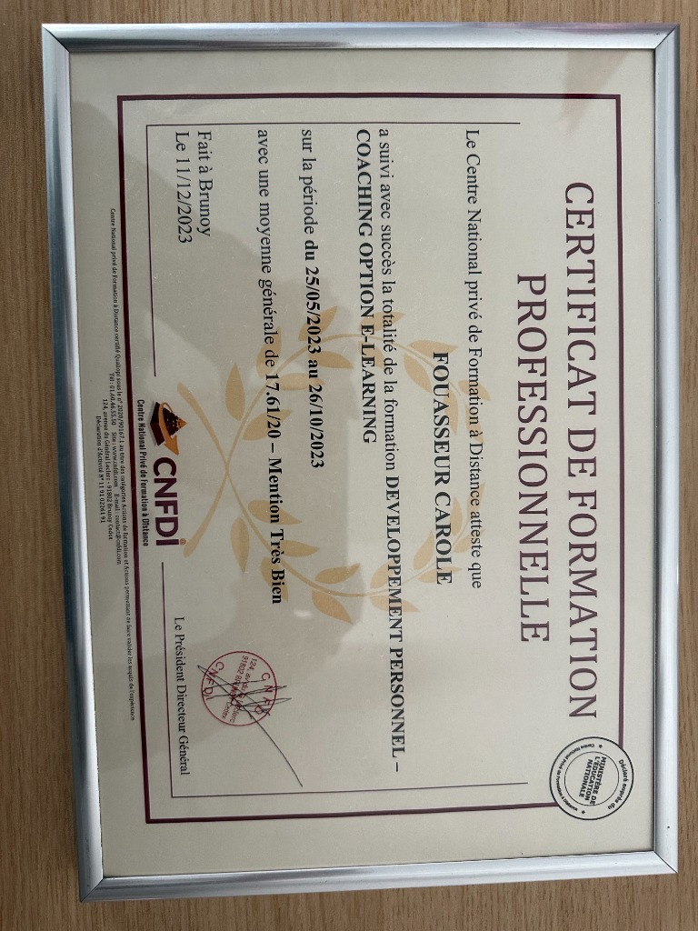 photo diplome Carole FOUASSEUR