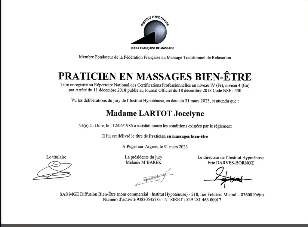 photo diplome Le bien-être au bout des doigts 