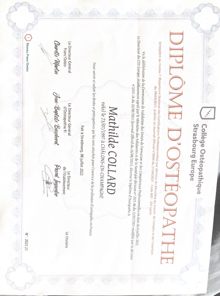 photo diplome Mathilde Collard