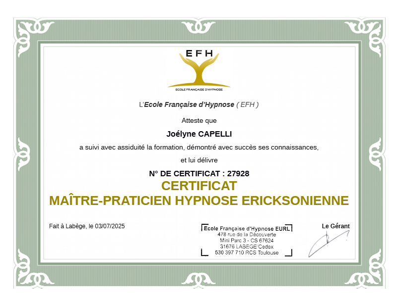 photo diplome Joélyne Pelofi