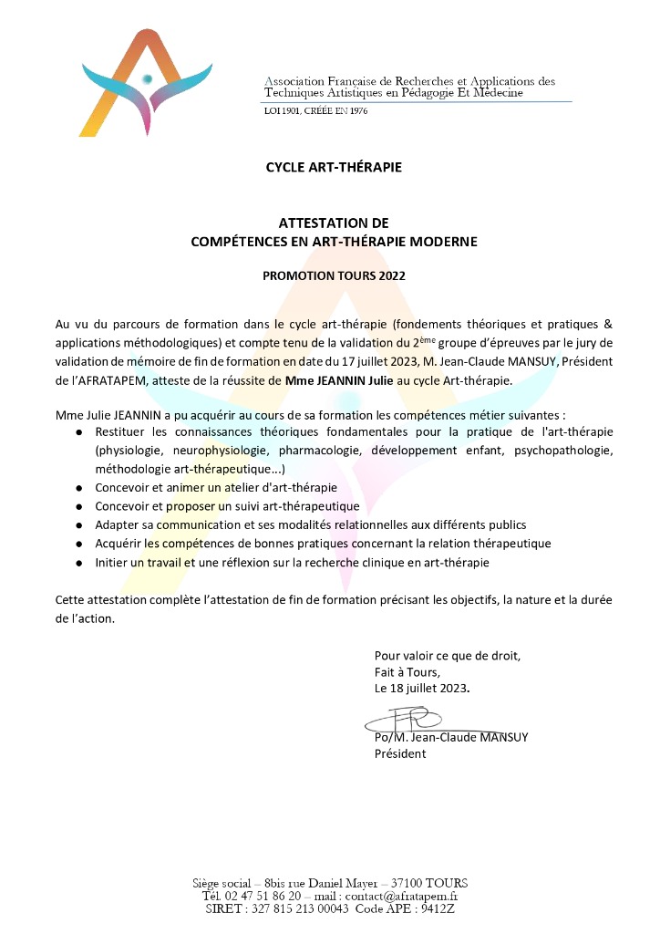 photo diplome Julie JEANNIN 