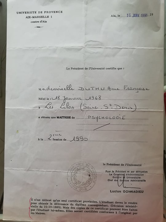 photo diplome DUTHU Anne-Françoise 