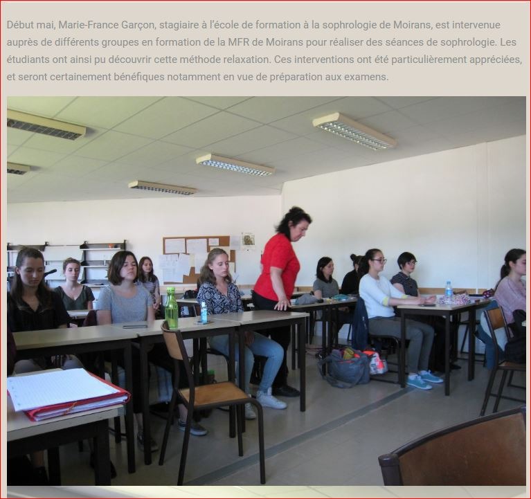 photo activite ECOLE DE FORMATION A LA SOPHROLOGIE NGARCIA