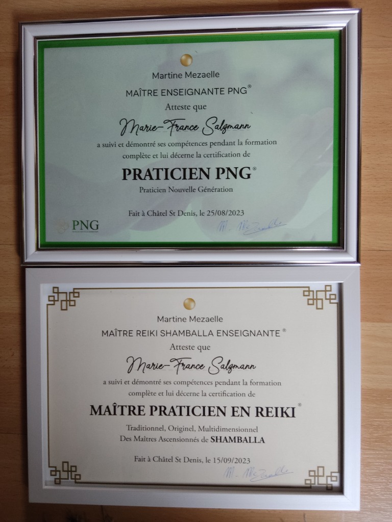 photo diplome Mary Spirit Therapy 