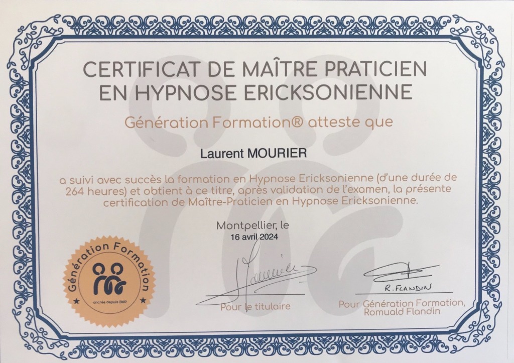 photo diplome LM Hypnose