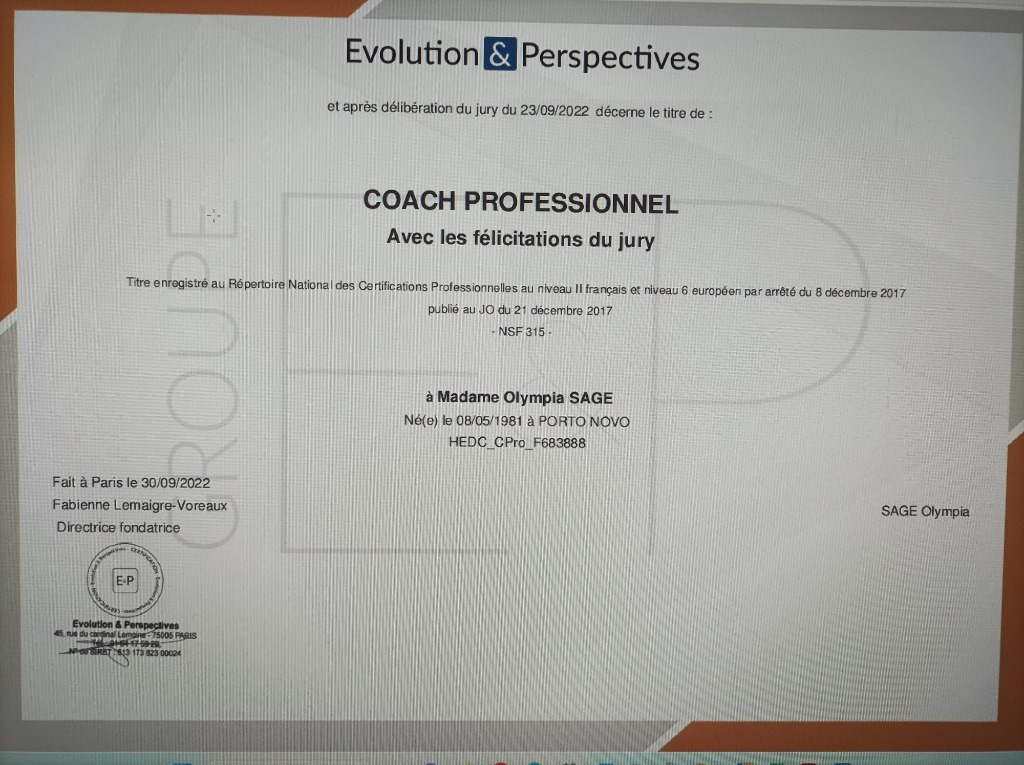 photo diplome Olympia Coaching