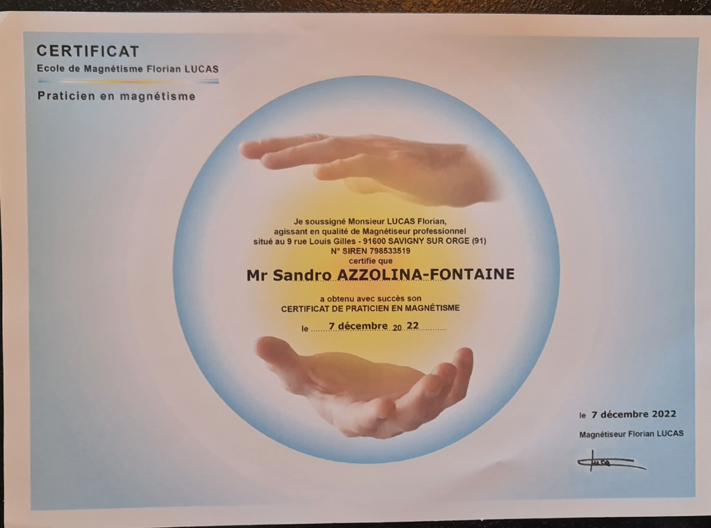 photo diplome SANDRO AZZOLINA-FONTAINE