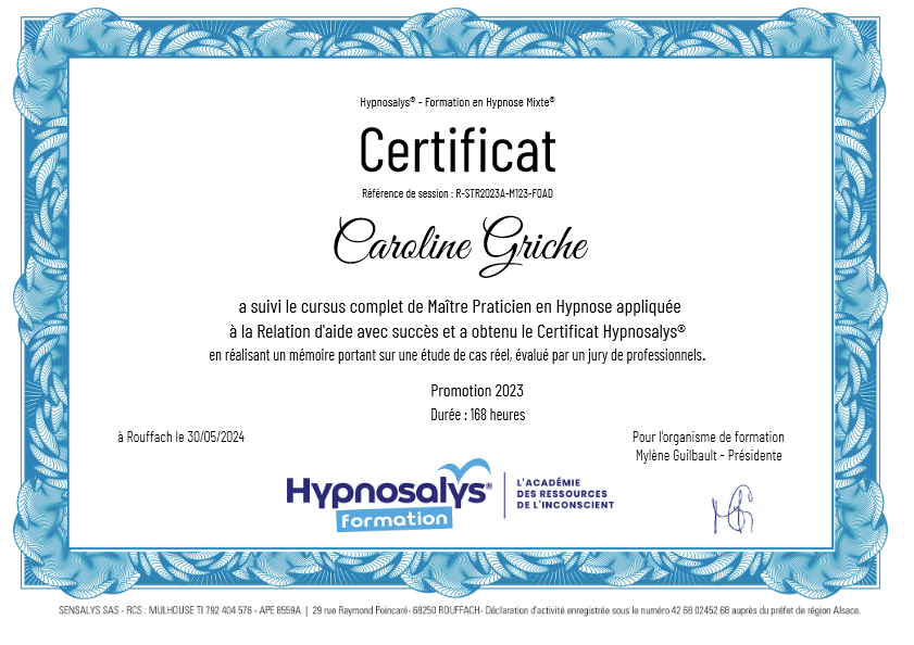 photo diplome Caroline Griche