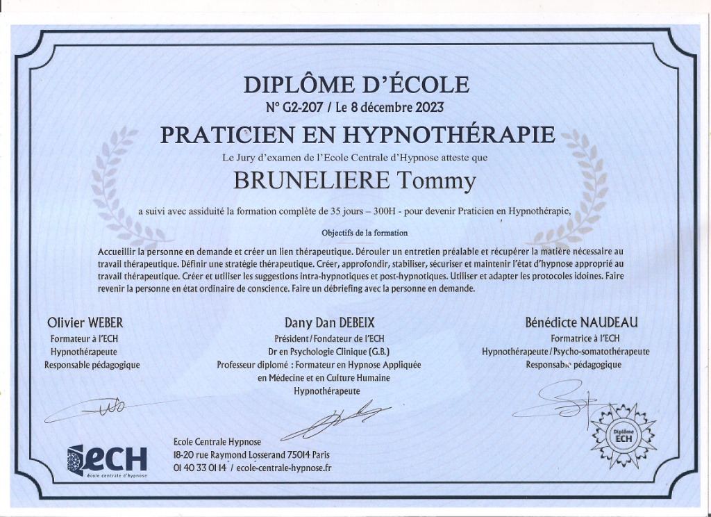 photo diplome Tommy BRUNELIERE