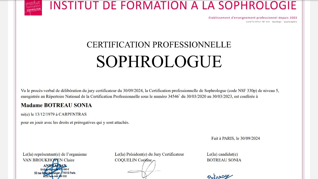 photo diplome Sonia BOTREAU 