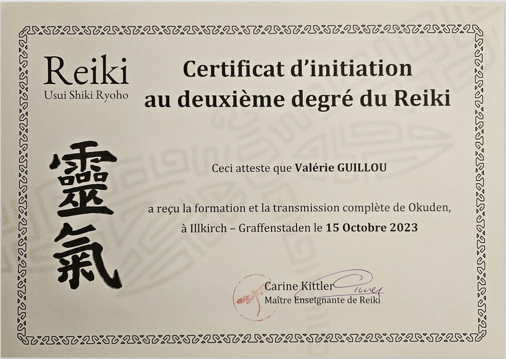 photo diplome Valérie GUILLOU - Résonance Sacrée