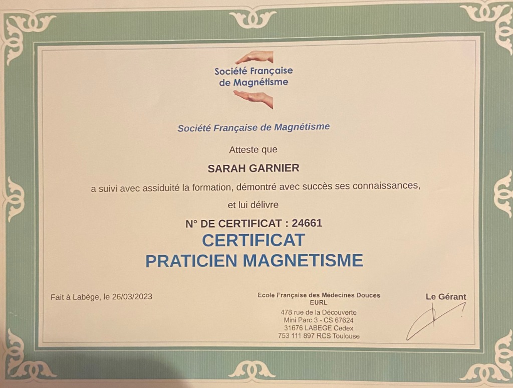 photo diplome Garnier Sarah
