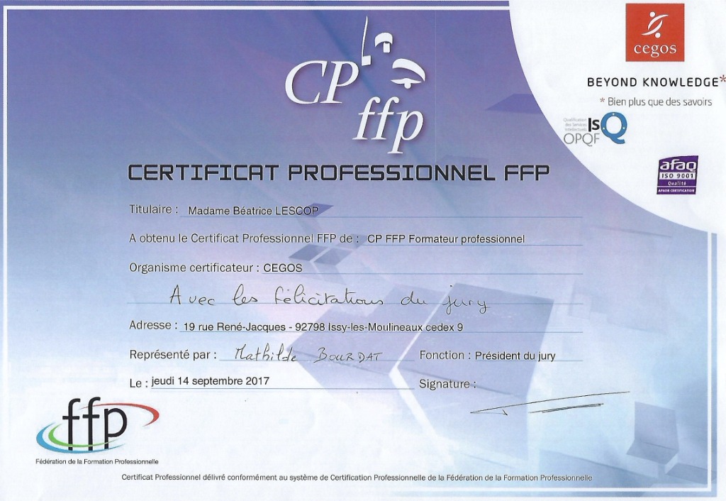 photo activite Béatrice LESCOP