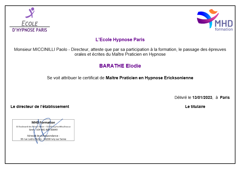 photo diplome Elodie Barathe