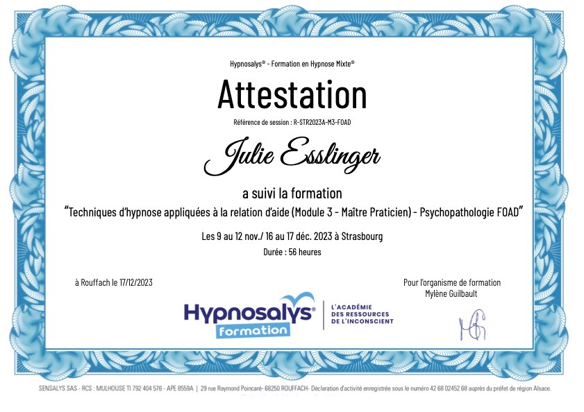 photo diplome Eclat de moi / Julie Esslinger