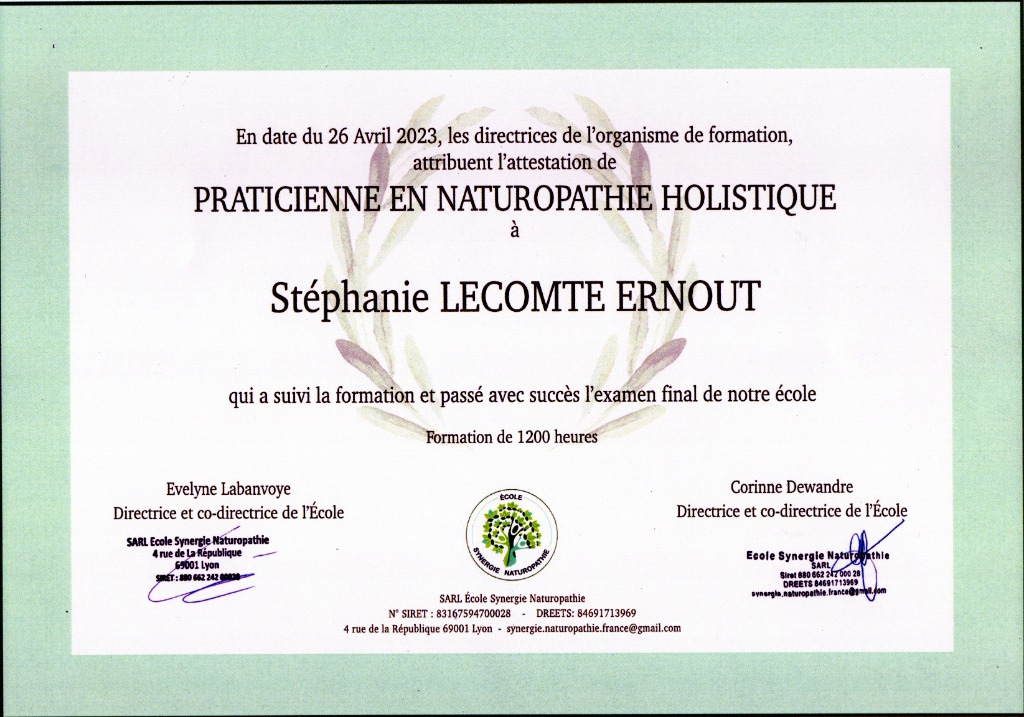 photo diplome Stéphanie LECOMTE-ERNOUT