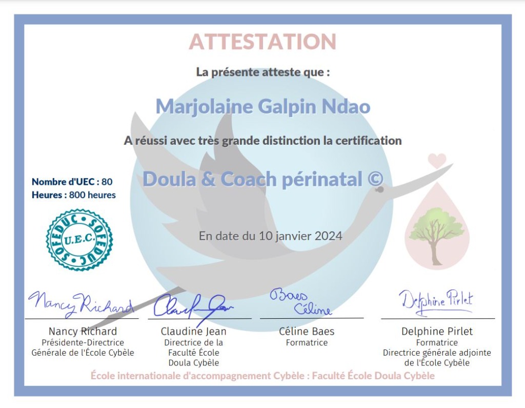 photo diplome Marjolaine GALPIN NDAO