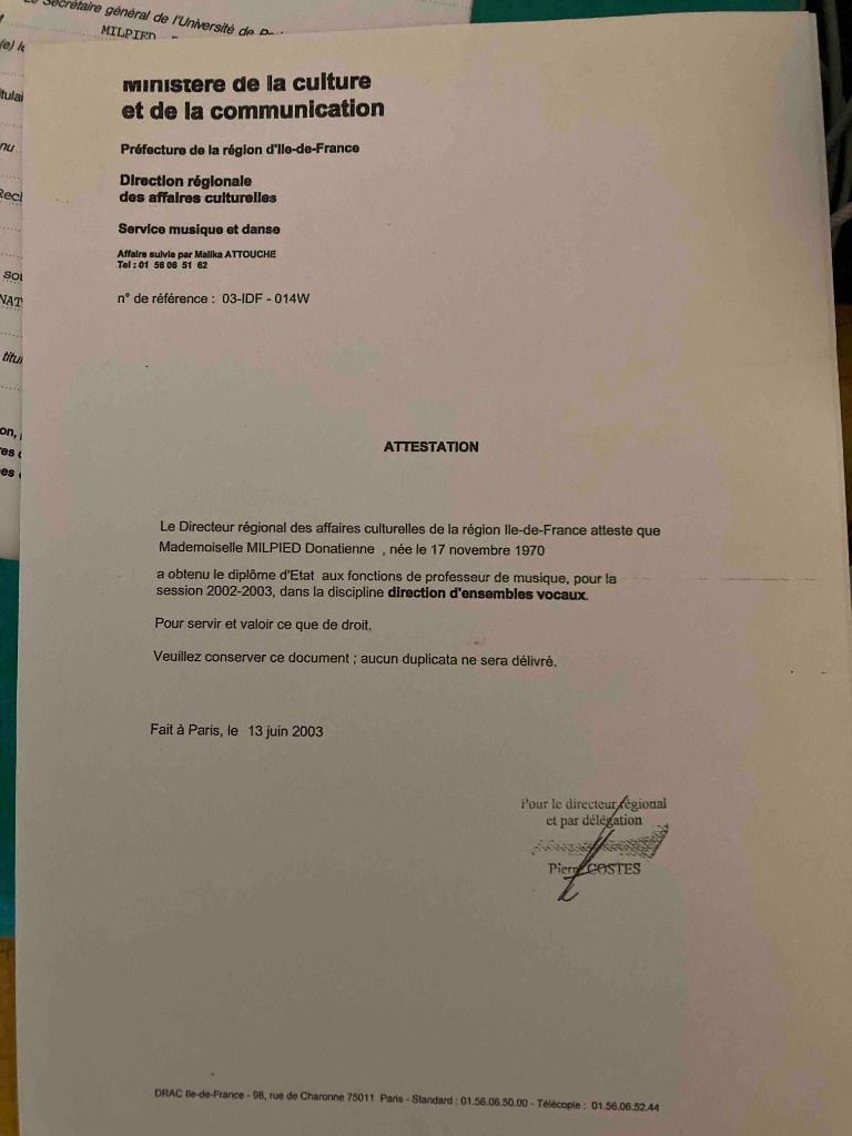 photo diplome Donatienne MILPIED
