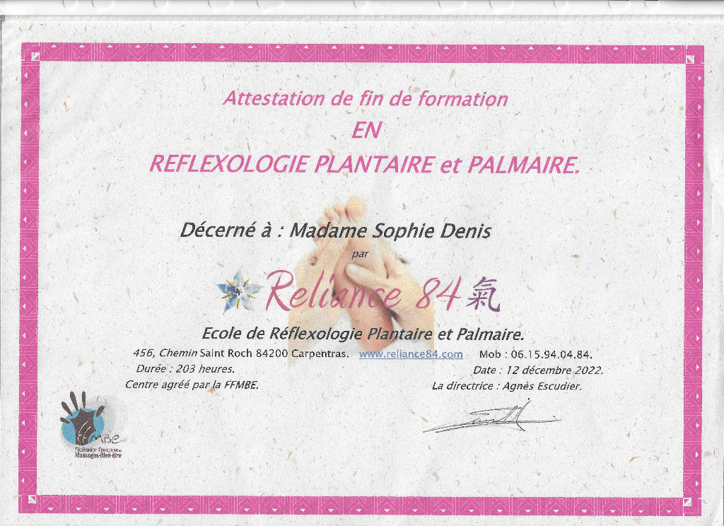 photo diplome Sophie DENIS