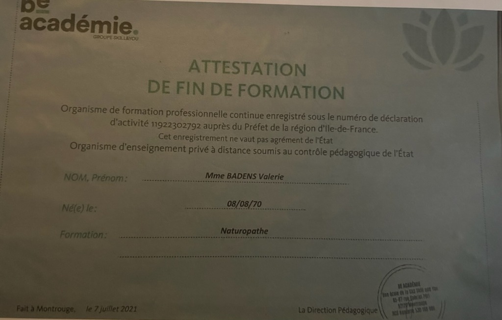 photo diplome Val Nature 