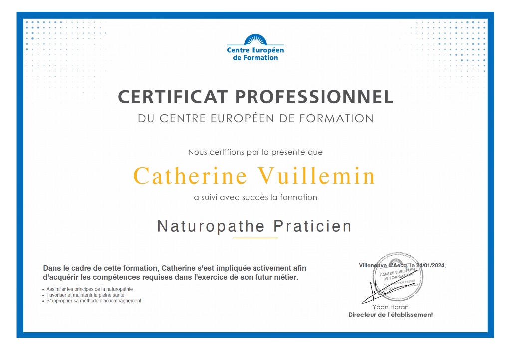 photo diplome Catherine VUILLEMIN