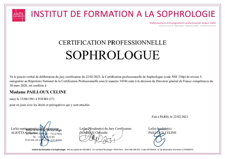 photo diplome Céline PAILLOUX Votre liberté