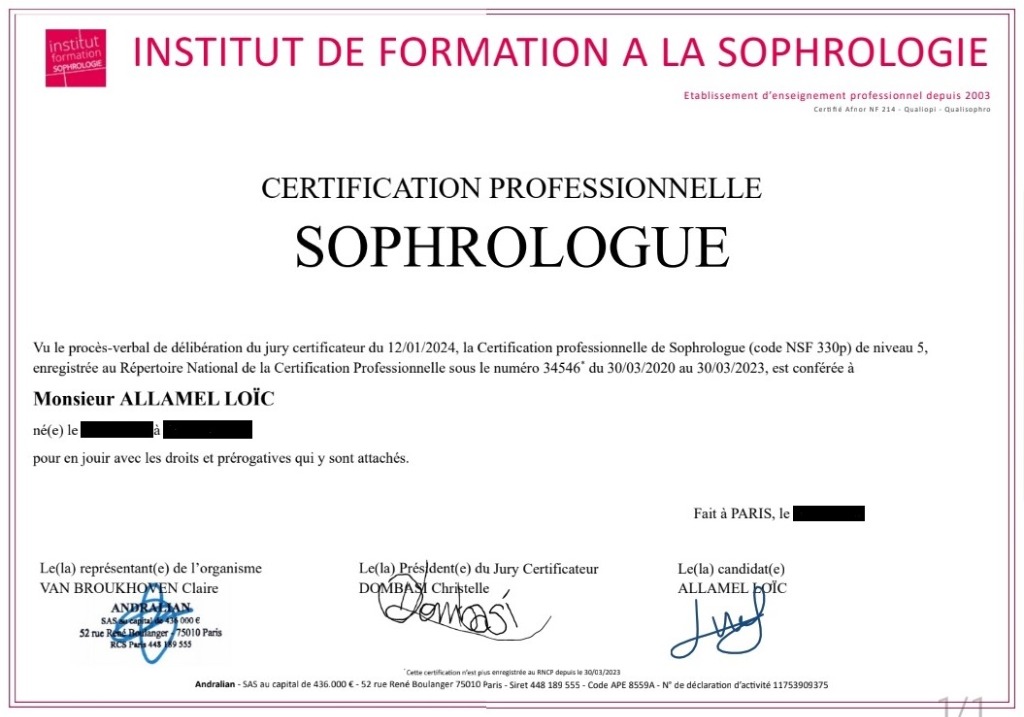 photo diplome Loïc Allamel