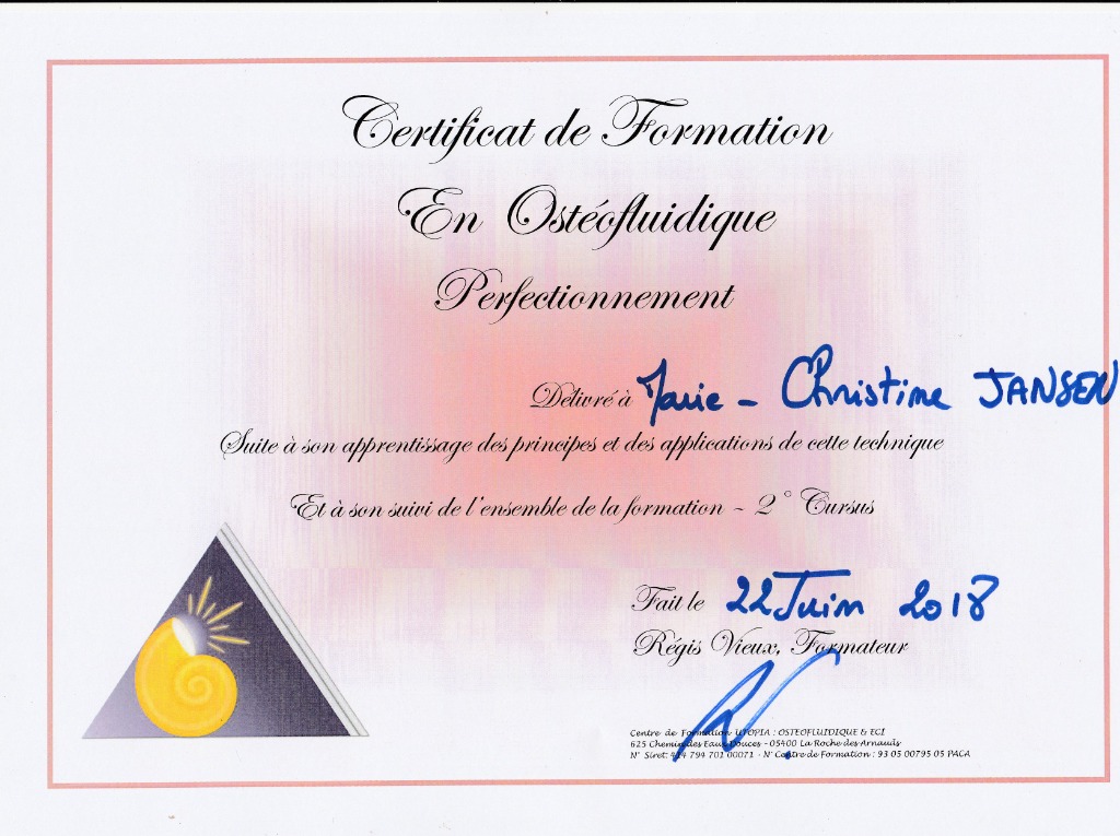 photo diplome Marie-Christine JANSEN