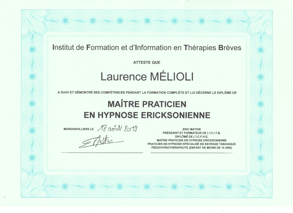 photo diplome LAURENCE MELIOLI