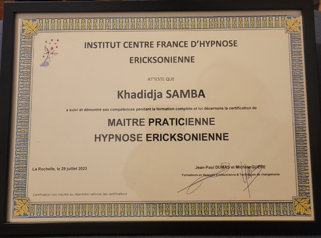 photo diplome Rêv’Eveil, Khadidja SAMBA