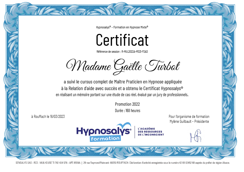 photo diplome Gaëlle Turbot