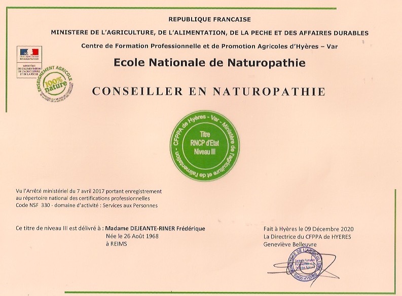 photo diplome Frédérique DEJEANTE