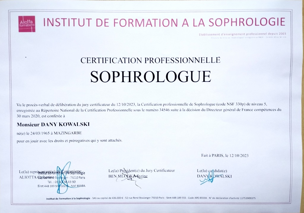 photo diplome Dany Kowalski