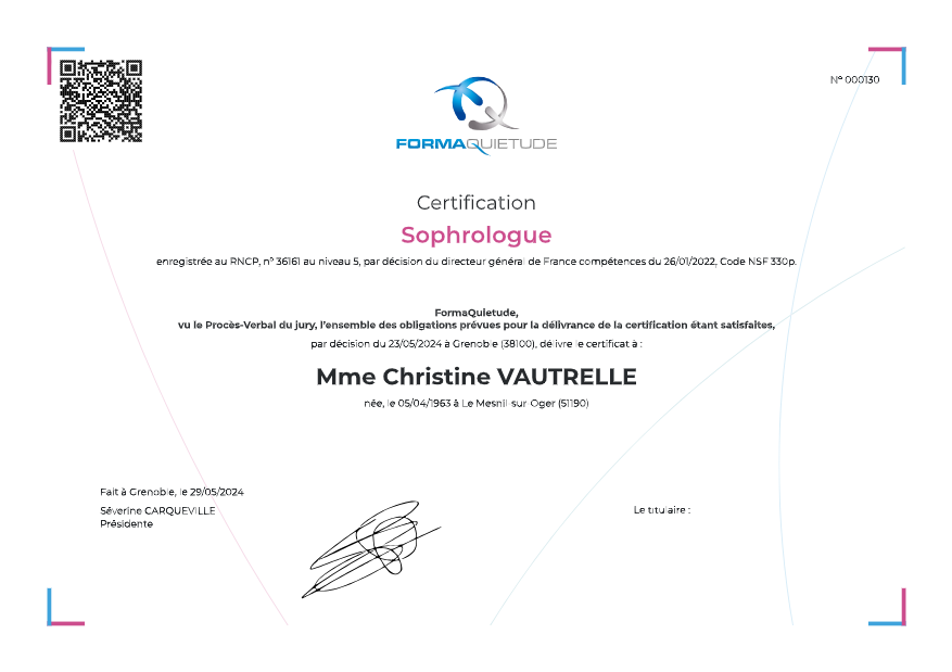 photo diplome Christine Vautrelle 