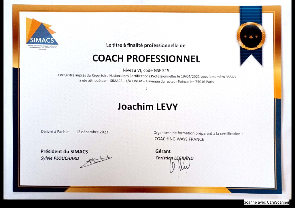 photo diplome Ose ton Idéal Coaching