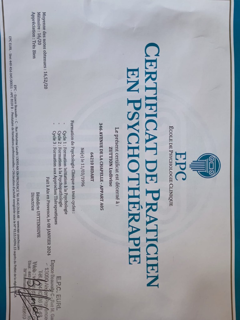 photo diplome Ludivine Zuttion