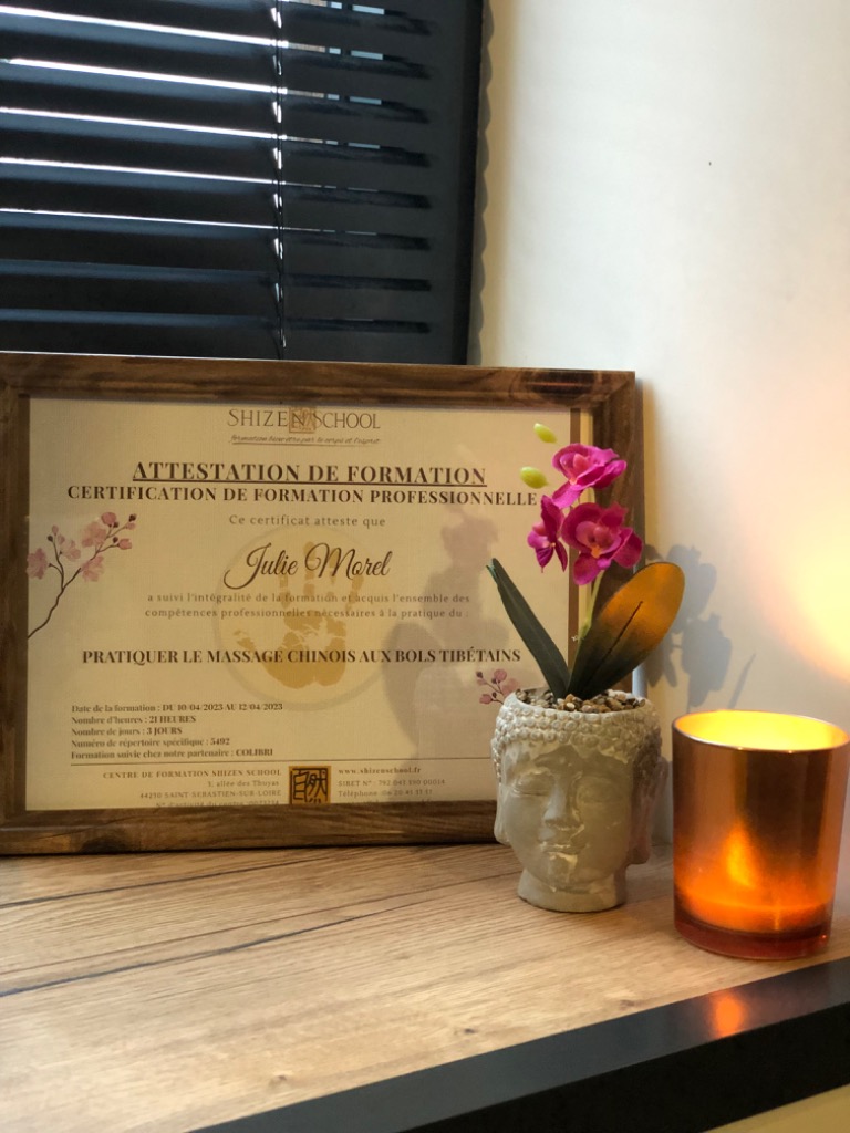 photo diplome Masahé Massage bien-être 