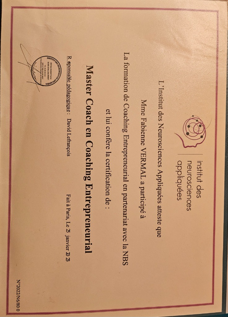 photo diplome Fabienne Arlette vermal