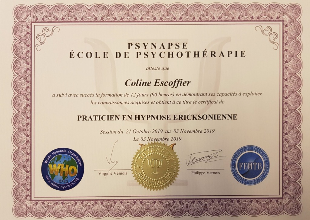 photo diplome Coline ESCOFFIER