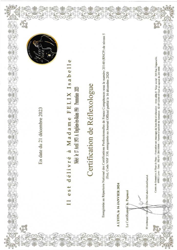 photo diplome Bien être fait main