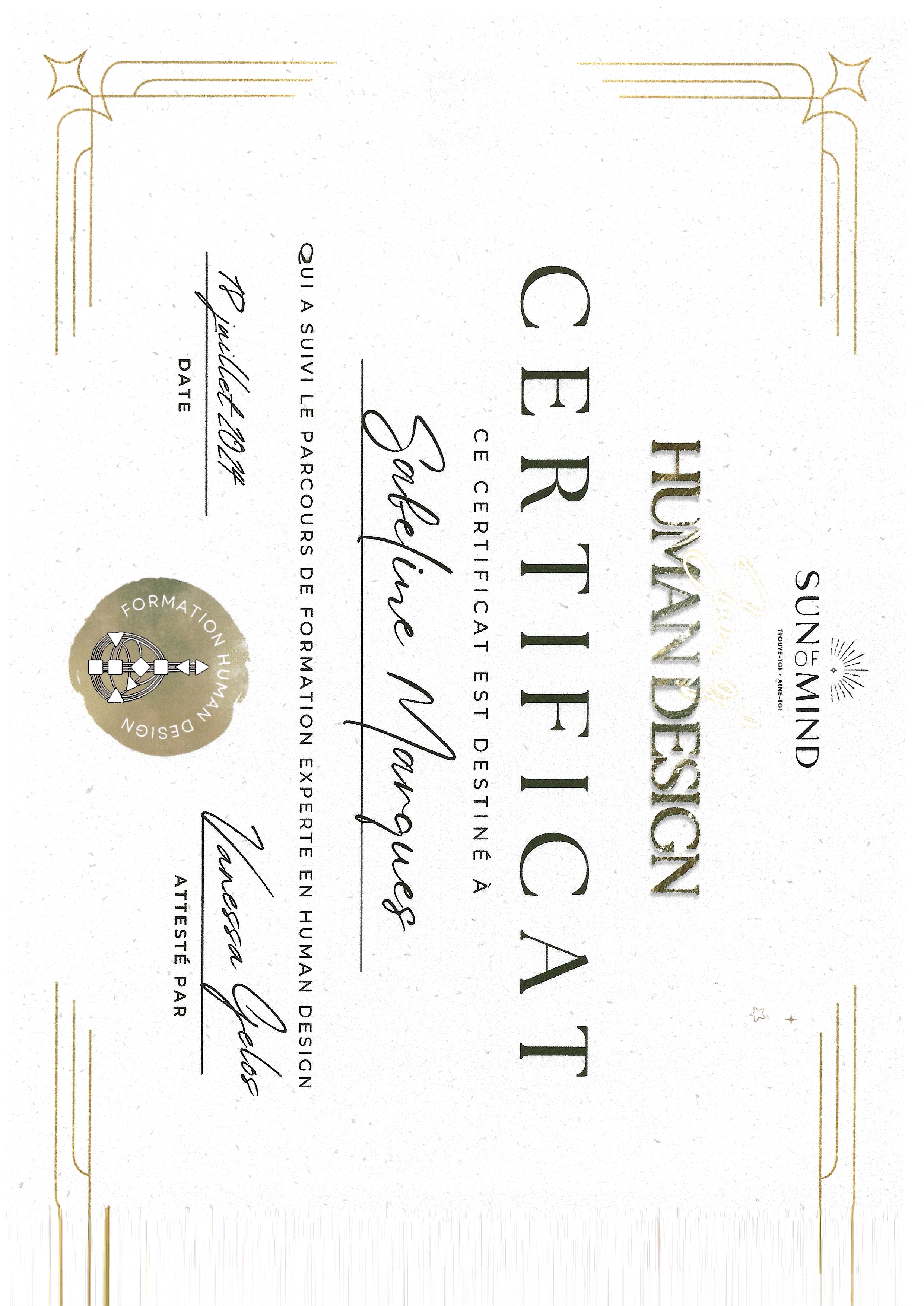 photo diplome Sabeline Marques - Sally’s MOON