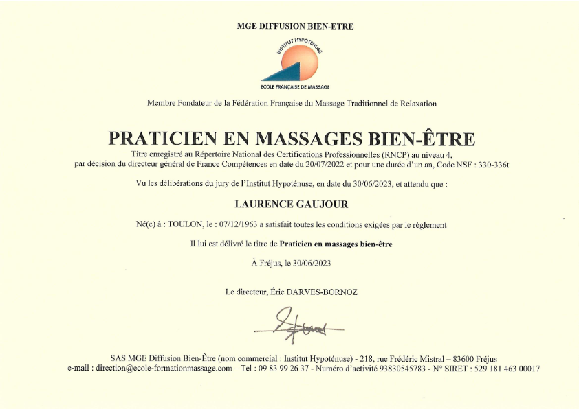 photo diplome LG-Massages